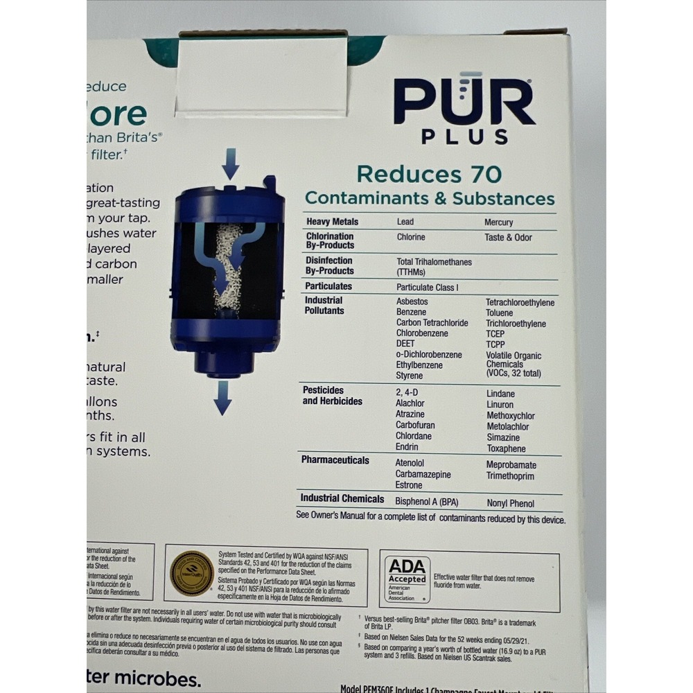 PUR Plus Faucet Filtration System Max Ion Filter Technology Champagne Finish C25 - Picture 8 of 13